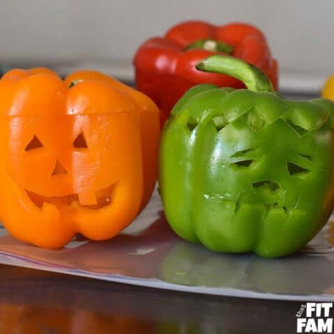 Halloween Chicken Stuffed Bell Peppers - That Fit Fam